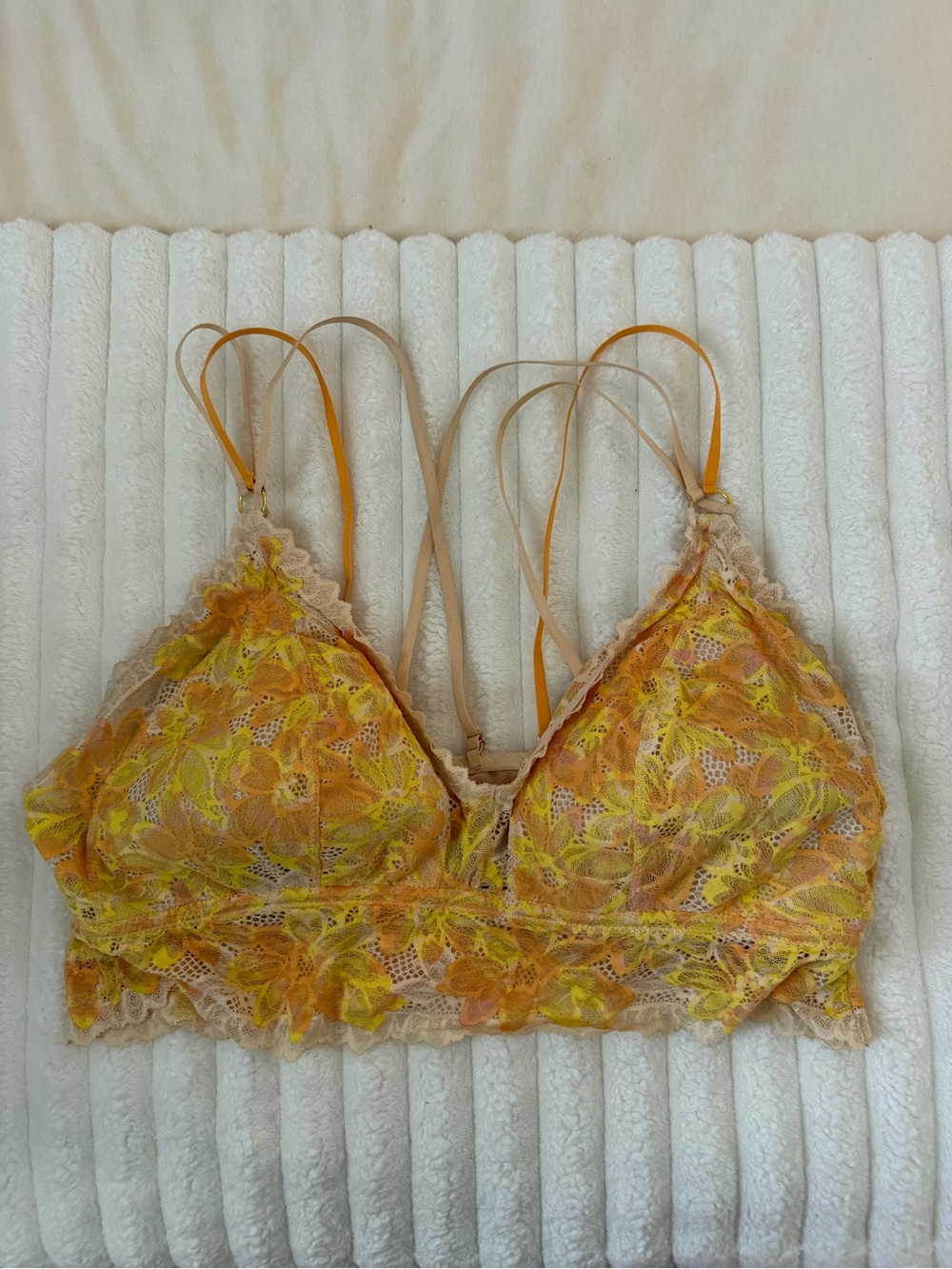 aerie Floral Lace Bralette in Yellow and Orange